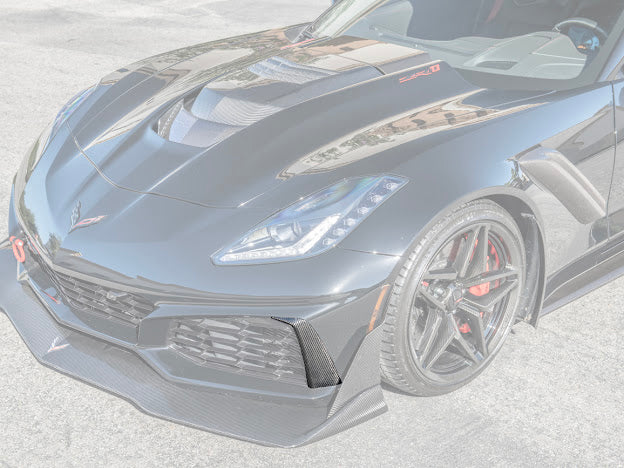 2019 CHEVROLET CORVETTE C7 ZR1 CARBON FIBER FRONT BUMPER VENT BROWS INSERTS (PAIR)